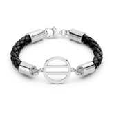 Equal Access Silver Leather Bracelet