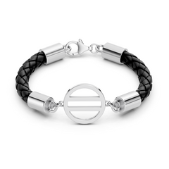 Equal Access Silver Leather Bracelet
