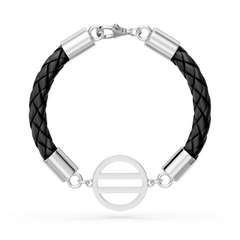 Equal Access Silver Leather Bracelet